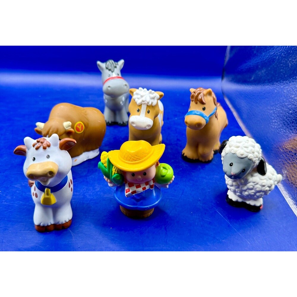Fisher-Price Little People Farm Animals Lot of 7 Farmer Cow Sheep Horse 2014